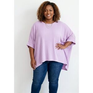 New Andree by Unit Oversized Lavender Ribbed Knit Tunic Top Women's Plus Size 2X
